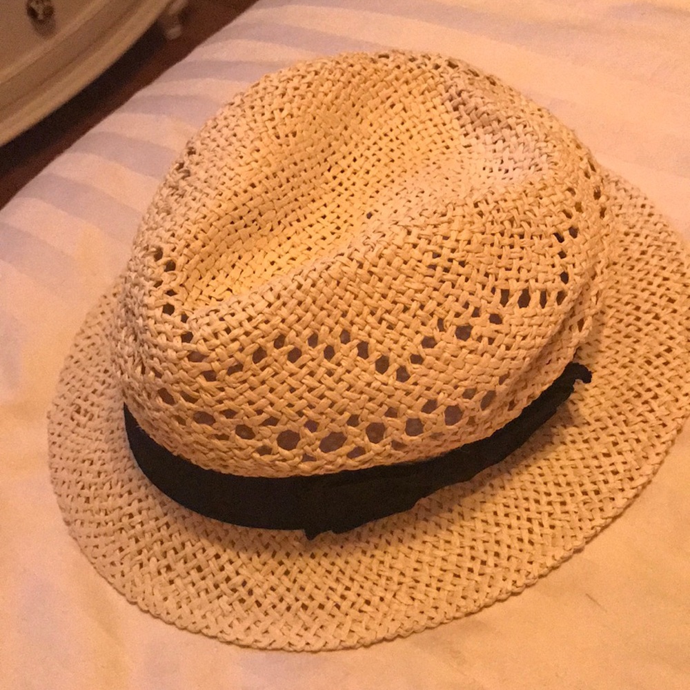 H&M Fedora Straw Hat with Bow, NEVER WORN
